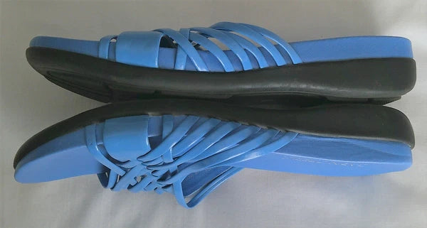 Cabin Creek Womens Strappy Slide Flat Sandals Size 8M Blue 1.5" Heel