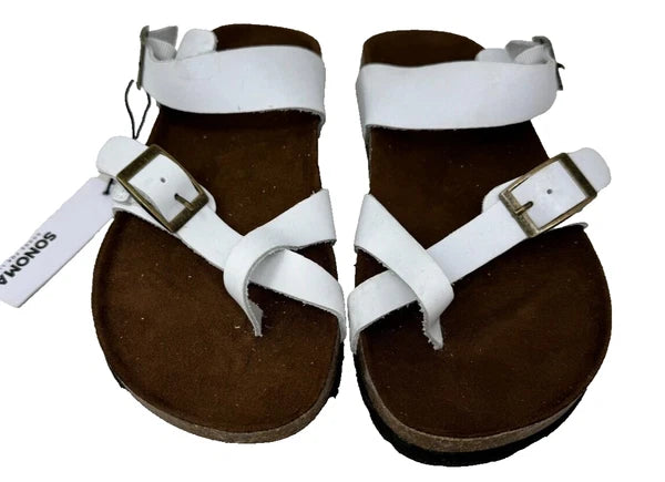 Sonoma Women's Gojiberry Leather Slip On Comfort Sandals White Size:7 200T