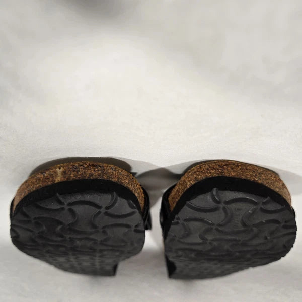 NOAT Ashley Rhinestone Adjustable Gore BLACK Leather Sandals Women's Size 8-8.5.