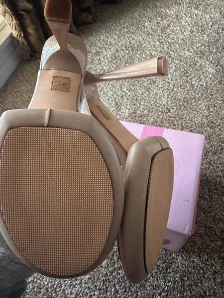 Vivianly Clear Platform Round Open Toe Transparent Strap Heel Sandals NIB Size 9