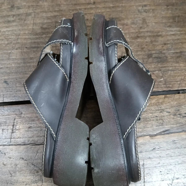 Fashion Bug Womens Sz 8.5 Sandals Slide Shoes Y2K Brown Vintage Chunky GRUNGE