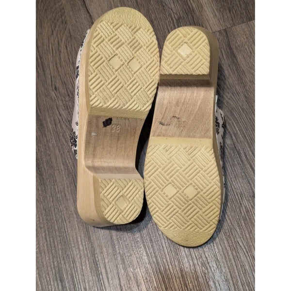 No.6 Store Floral Print Clogs Size 38 Wooden Heel Slip On Sandals