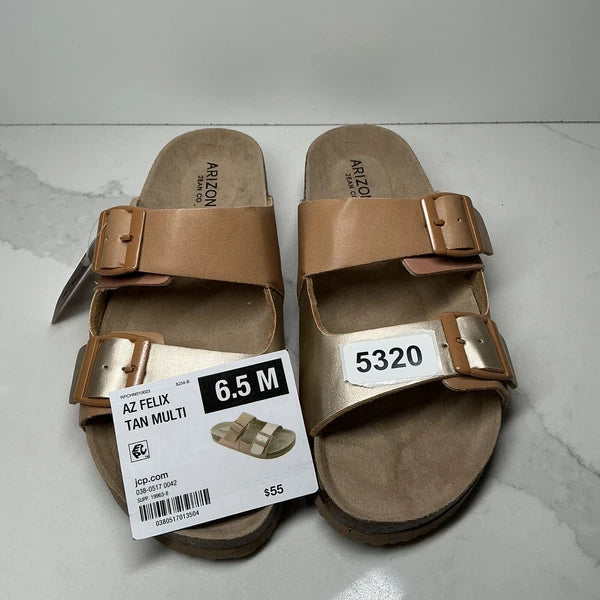 Sandals Flex style Arizona Jean Co Tan/Multi size 6.5M New