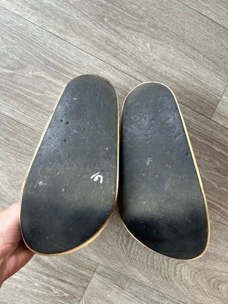 MELITTA BAUMEISTER Wood Platform Patent Leather Slide Sandals Designer Shoes 7