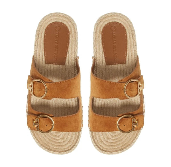 NEW Tory Burch Selby Two-Band Espadrille Slide Sandal in Rhum Size 7, 8, 9.5