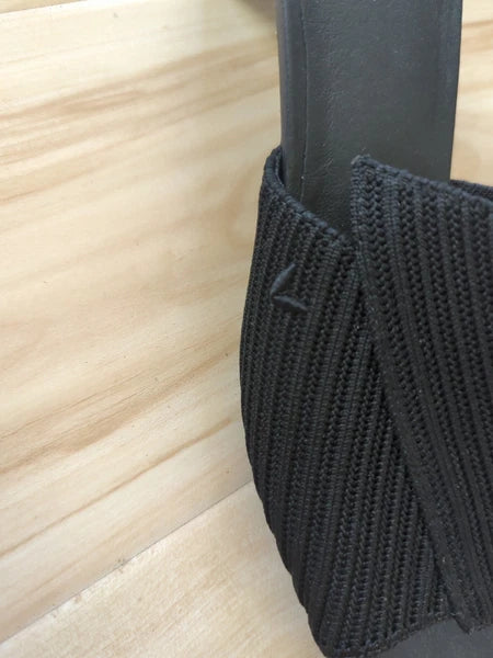 Vivaia Square Toe Block Heel Slide Sandals Black Shoes Women EU 42 US 11 EUC