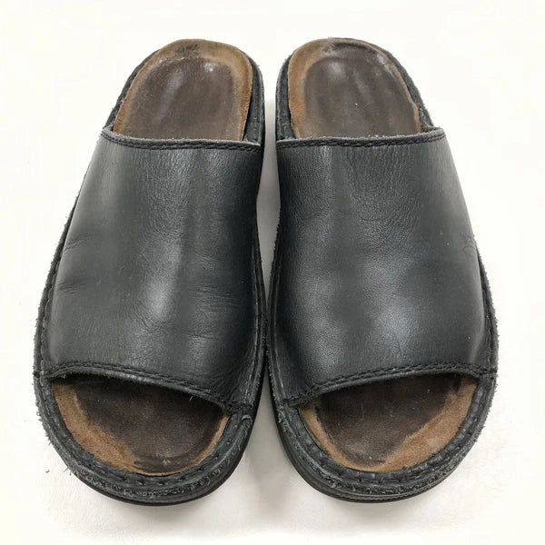 Naot Black Sz 6 /37 Leather Sandals Flats Slip On Arch Support Platform
