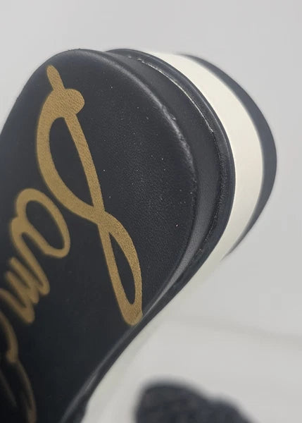 Sam Edelman Ainslie Braided Faux Leather Slide Black Slip On Sandal Size 10