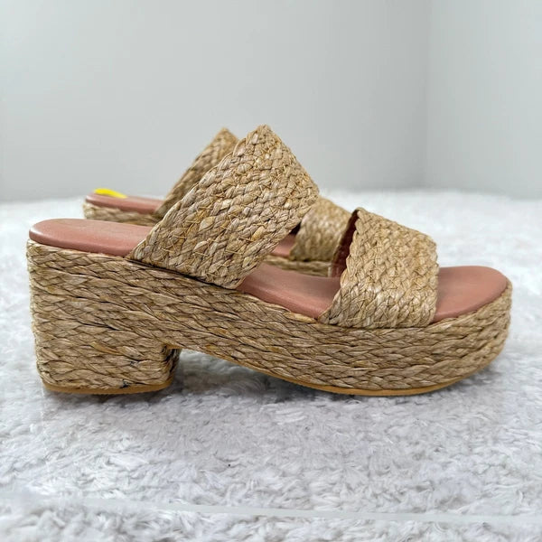 Beach By Matisse Platform Sandals Women's 9 Woven Raffia Espadrille Slides