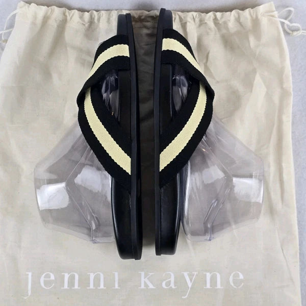 $325 Jenni Kayne Stripe Cotton Crossover Sandals Sz 40 EU 9 US Minimalist Beachy