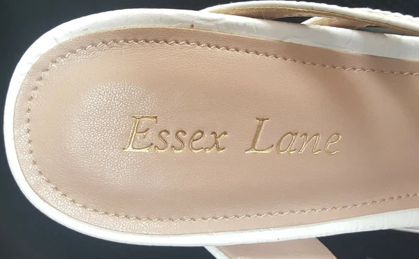 Essex Lane "El-Bezia" White Sandals w/Tortoise Style Heels Women's Size 8M NWB