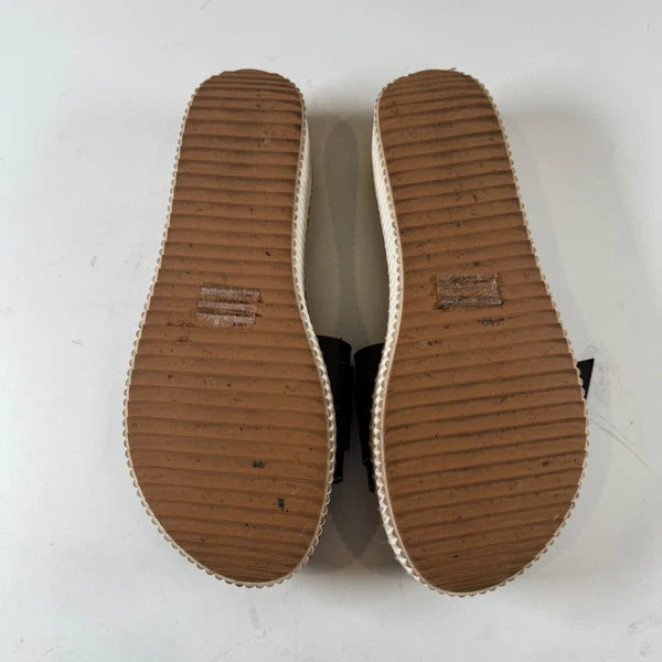 Joie Lyla Black Leather Platform Slides Sandals with Tortoise Big Buckle 9.5