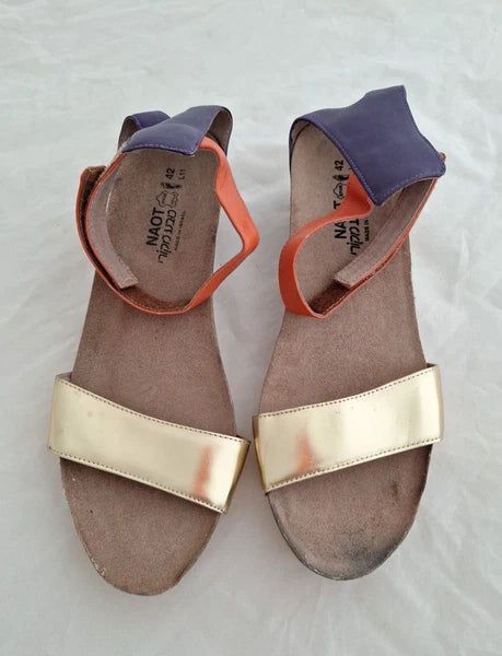 Naot Pixie Metallic Sandals Wedge Style Size 42 VGUC