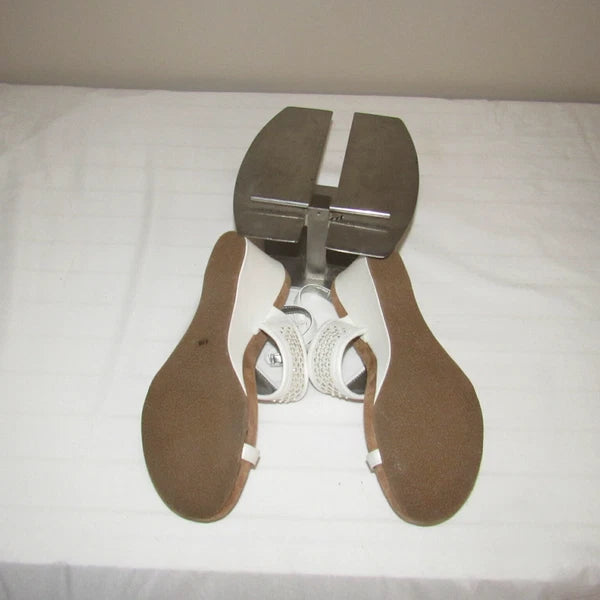 Style & Co. Strappy Sequin Accent Wedge Sandal Shoe White 9.5M NWOB