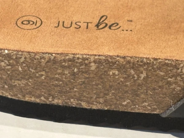 Sandals Black Womens Just Be Buckle Cork Style Bottoms Non Slip Faux Leather NWT