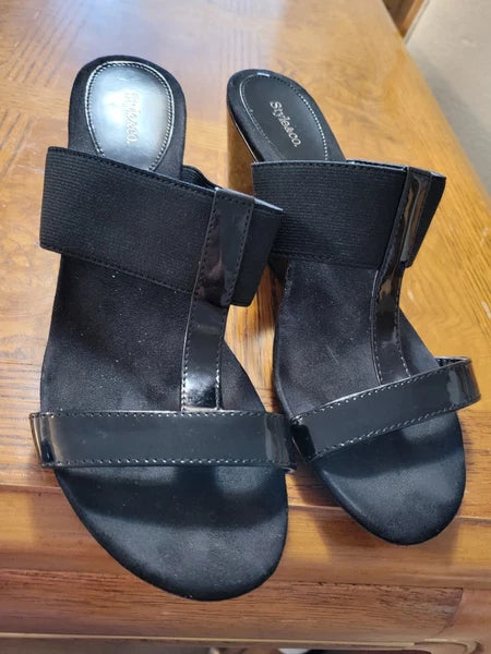 Black Wedge Heel Dressy Sandal By Style & Co Sz 8M