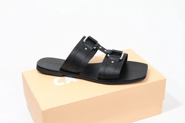Caverley Cass Slide EU 40 NEW Black Leather Flat Sandal Women Minimalist style
