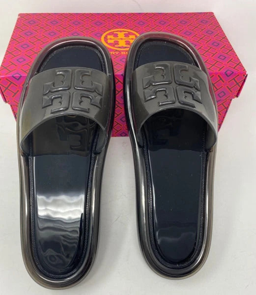 NIB TORY BURCH $188 BLACK BUBBLE JELLY SLIDE SANDAL/Sz 7 37 EU Style 85010