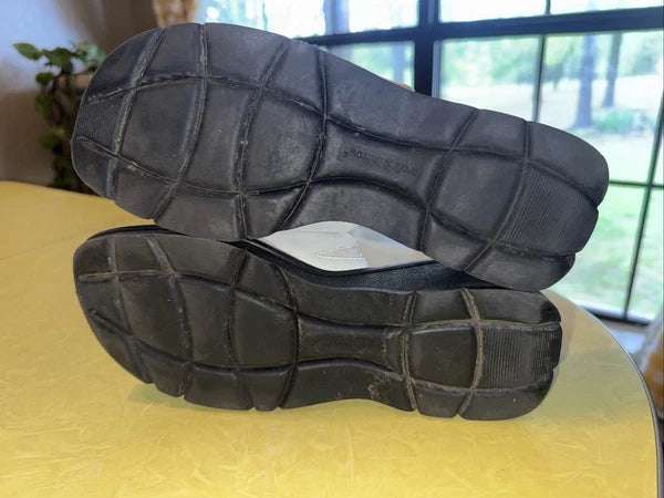 Croft & Barrow Womens Hally Size 8 White Leather Slide Chunky Sandals y2k Style