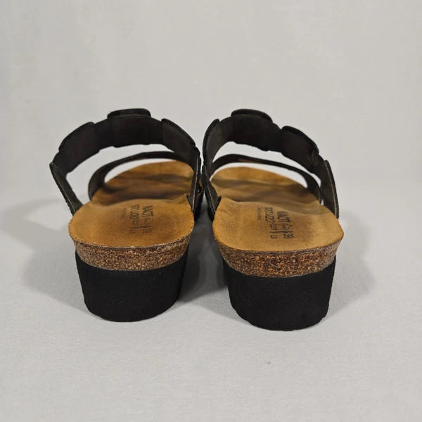 NOAT Ashley Rhinestone Adjustable Gore BLACK Leather Sandals Women's Size 8-8.5.