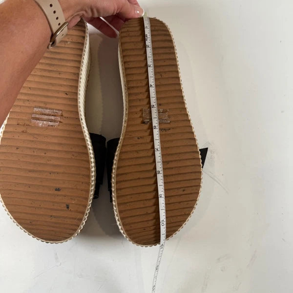 Joie Lyla Black Leather Platform Slides Sandals with Tortoise Big Buckle 9.5