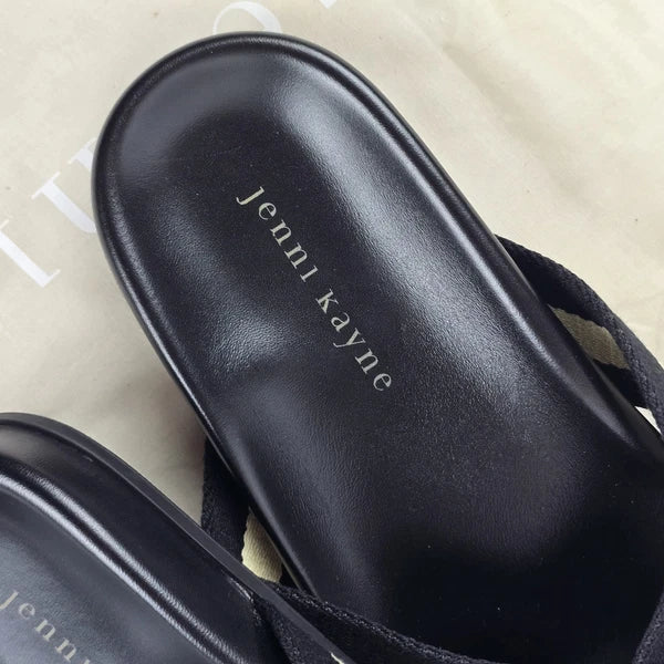 $325 Jenni Kayne Stripe Cotton Crossover Sandals Sz 40 EU 9 US Minimalist Beachy