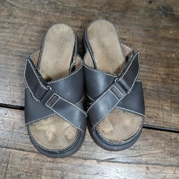 Fashion Bug Womens Sz 8.5 Sandals Slide Shoes Y2K Brown Vintage Chunky GRUNGE