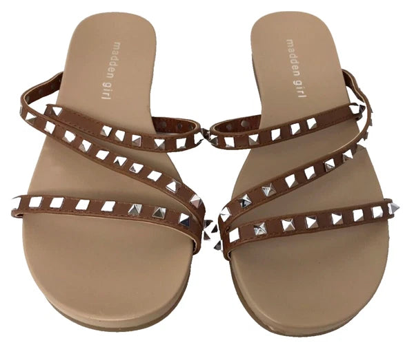 Madden Girl Women's Candy Slip On Comfort Slide Sandals Brown Size:9 195Q