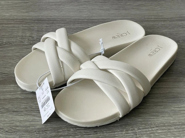 π₯ J. Crew Crisscross Style BQ439 White Slip On Slide Sandals Women Size 10 $69