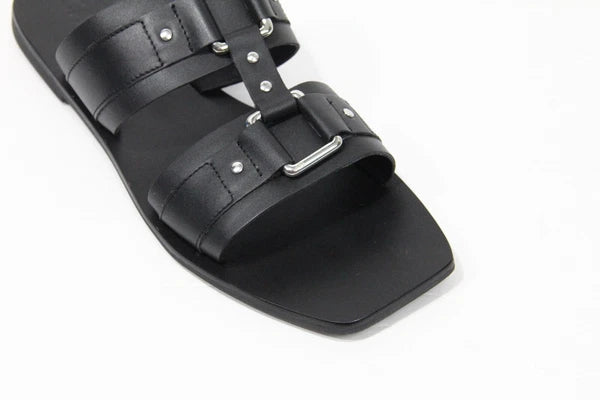 Caverley Cass Slide EU 40 NEW Black Leather Flat Sandal Women Minimalist style