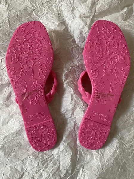 Fashion Nova Women's Hot Pink All Together Now Braided Slides