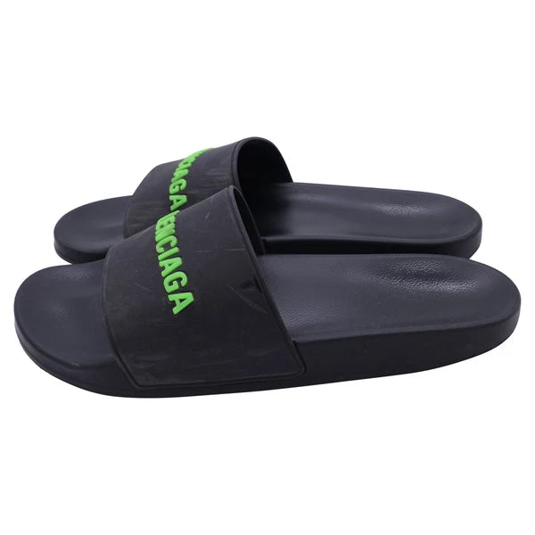 Balenciaga Logo-Detailed Pool Slides In Rubber Men Black Size 46