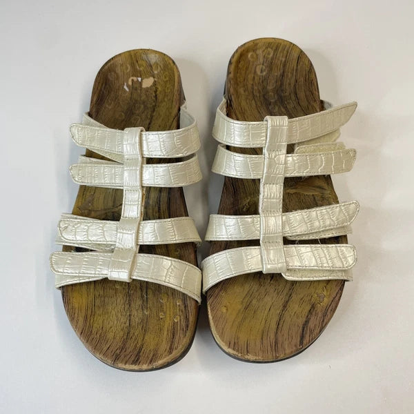 VIONIC Leigh Ann Sandals  Womens Sz 8 Croc Print Slip On Comfort Trendy Style