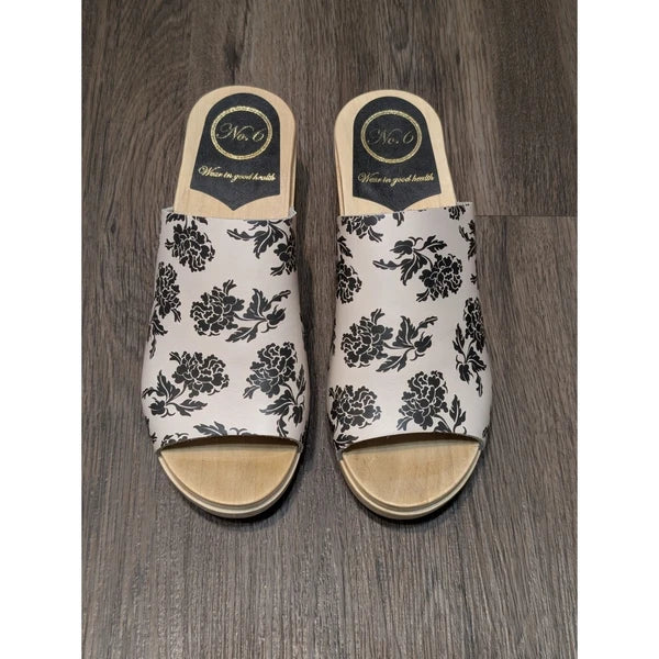 No.6 Store Floral Print Clogs Size 38 Wooden Heel Slip On Sandals