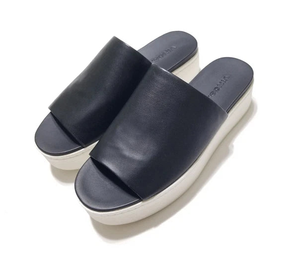 NIB Vince Walford Leather Platform Slide Sandals in Black Size 6.5, 9 $225