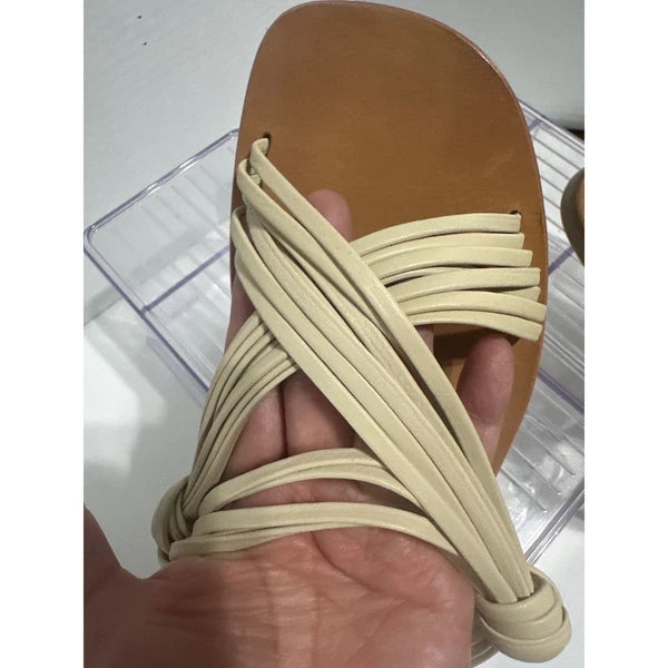 Matisse Anthropologie Knotted Strap Sandals Slides Flats Neutral Size 10M