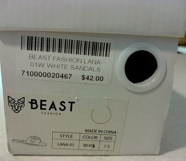 Beast Fashion Size 7.5 LANA-01 White Sandals NIB