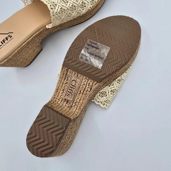 Cliffs by White Mountain Espadrille Wedge Sandals Raffia Slides Size 8.5