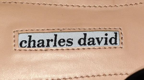 Charles David  Siamese Banded Black Leather Women Slide Sandals 7.5M NWOB