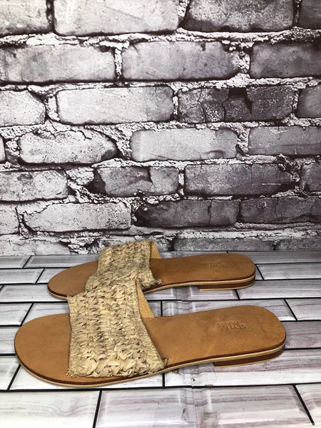 Style Park 1 Bamboo Beige Synthetic Slides Flats Sandals Women’s Sz 8M US/39EU