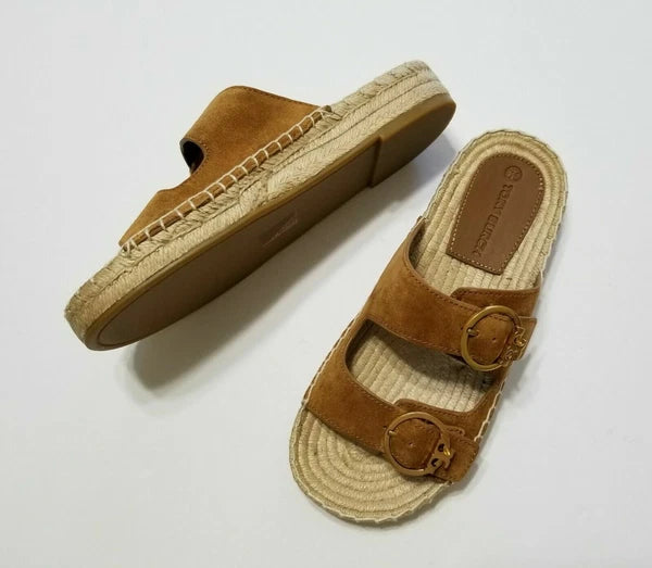 NEW Tory Burch Selby Two-Band Espadrille Slide Sandal in Rhum Size 7, 8, 9.5