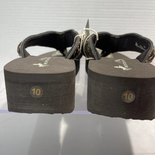 Montana West Silver/Bronze Longhorn&Bronze Stud Western Style Wedge Sandals Sz10