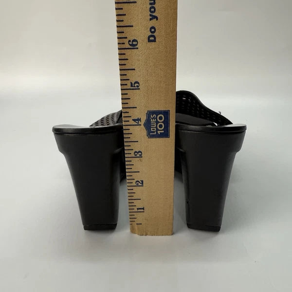 Diane von Furstenberg Perforated Wedge Sandals Size 7 Black Sample Shoes