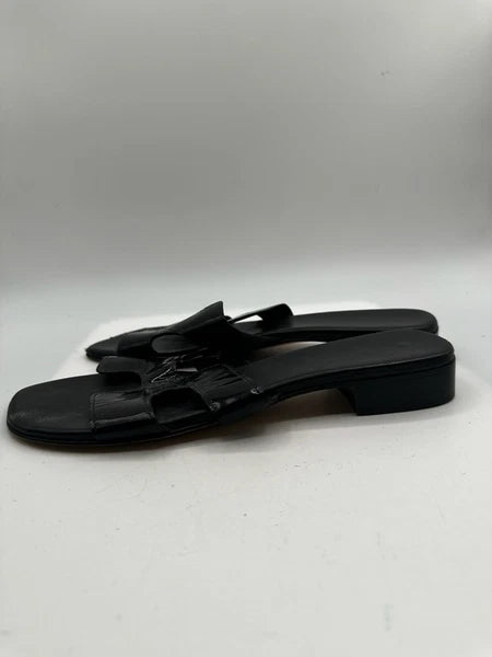 Unbranded Black Glossy Leather Slide Sandal Sz 40/ US 9