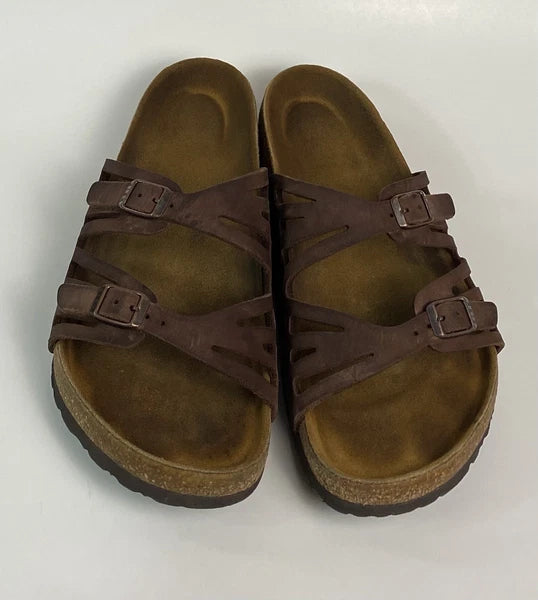Birkenstock Granada Brown Leather Soft Footbed Sandals Size 40 US W9 M7