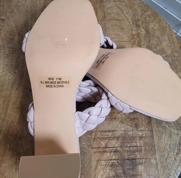 DUNES Pink Iris Braided Memory Foam Slide Heel Sandals