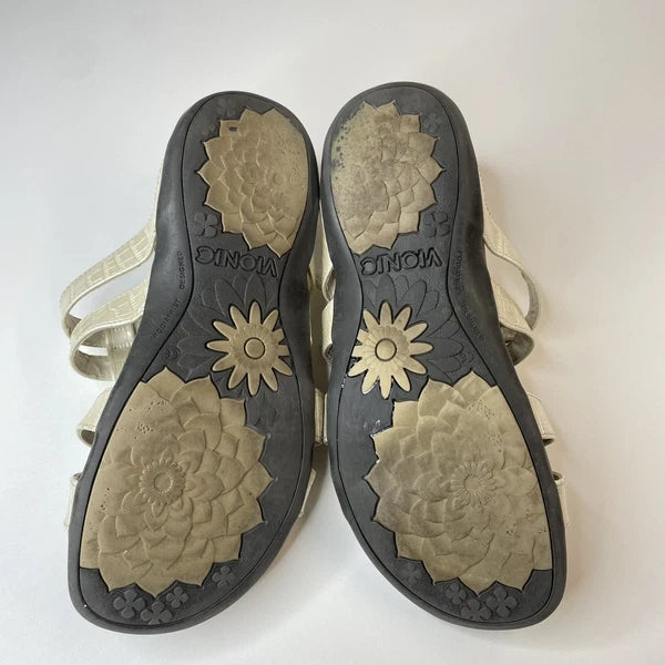 VIONIC Leigh Ann Sandals  Womens Sz 8 Croc Print Slip On Comfort Trendy Style