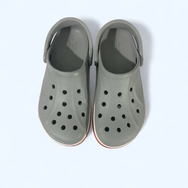 Crocs Crocband Clogs Unisex Men's 7/ Women's 9 Gray W/Red Trim