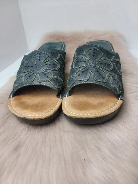 Ariat Floral Slide Sandals Black Style 22301 Womens Slip On Shoes Size 8.5 B