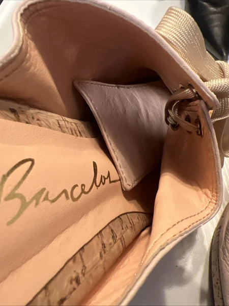 Luiza Barcelos 40 Platform Leather Mules Open Toe Slide Sandal Pink Leather Gold